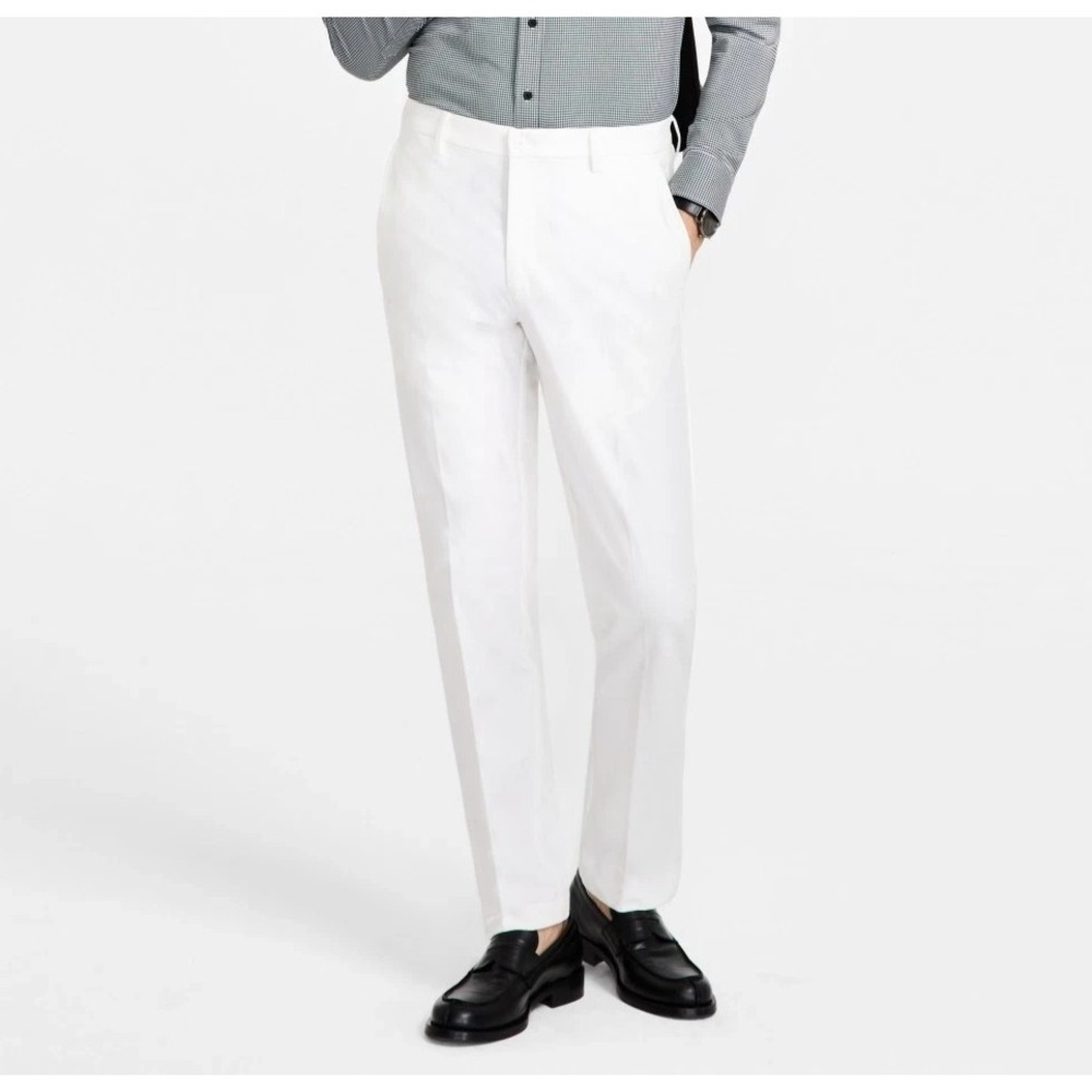 Michael Kors Mens Classic fit Dress Pants 40W 32L White Solid F01084
